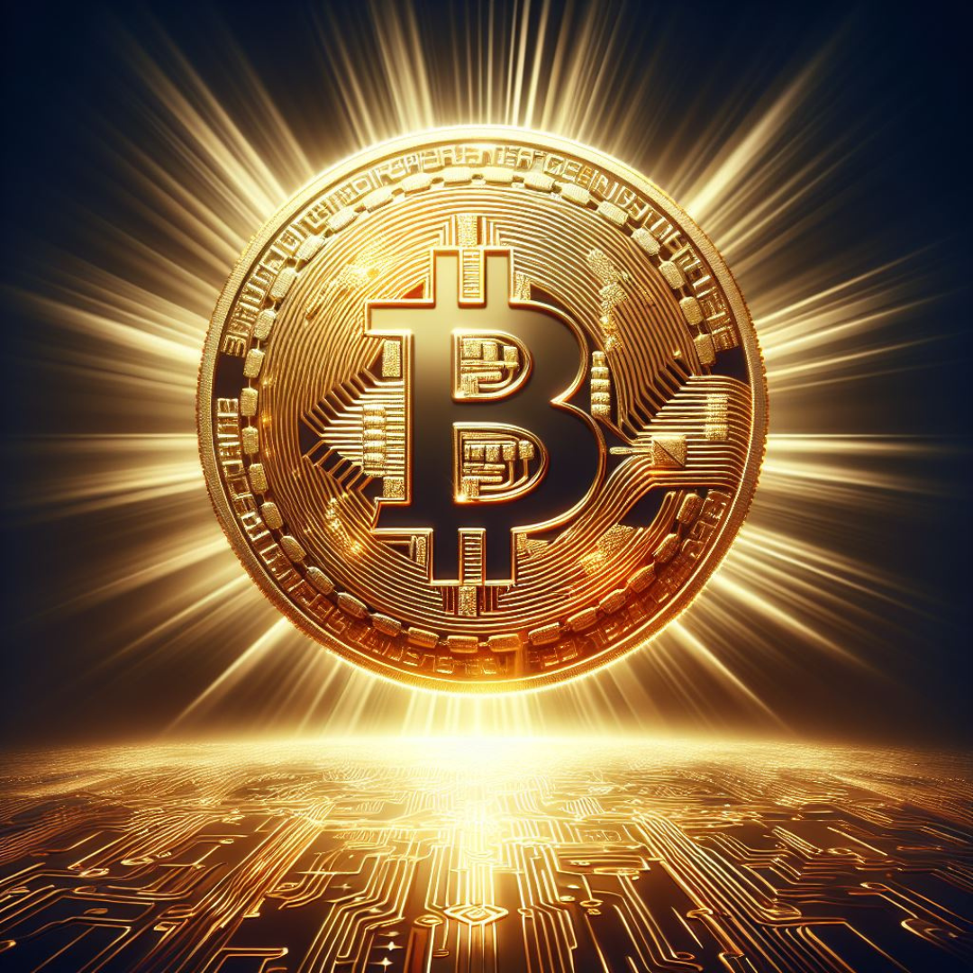 a gold coin with a symbol on it